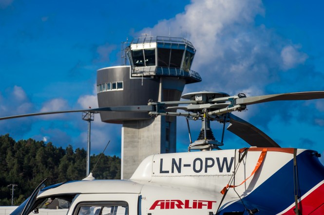 Taking over a helicopter parked at Kristiansand Airport, Kjevik.